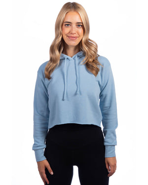 Next Level Apparel Ladies' Cropped Pullover Hooded Sweatshirt - Stonewash Denim