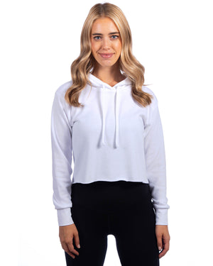 Next Level Ladies' Cropped Pullover Hooded Sweatshirt - White