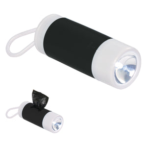 Dog Bag Dispenser With Flashlight - White With Black