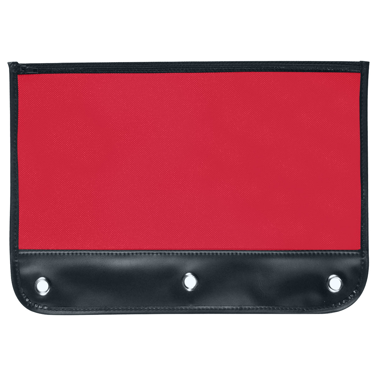 Zippered Pencil Case - Red With Black