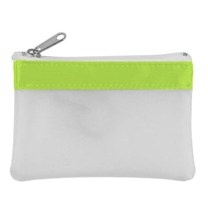 Zippered Coin Pouch - Frost With White & Lime
