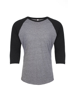 Unisex Triblend Three-Quarter Sleeve Raglan - Vin Blk/pr Hthr