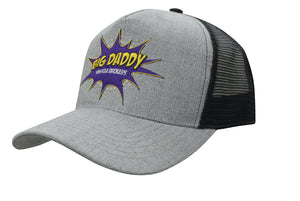 5 Panel Grey Marle with Mesh Back Cap - Gray With Black