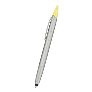 3-In-1 Pen With Highlighter and Stylus - Silver