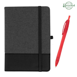 rPET Journal With Pen - Charcoal With Black/Translucent Red
