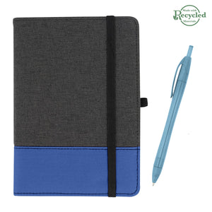 rPET Journal With Pen - Charcoal With Royal/Translucent Teal