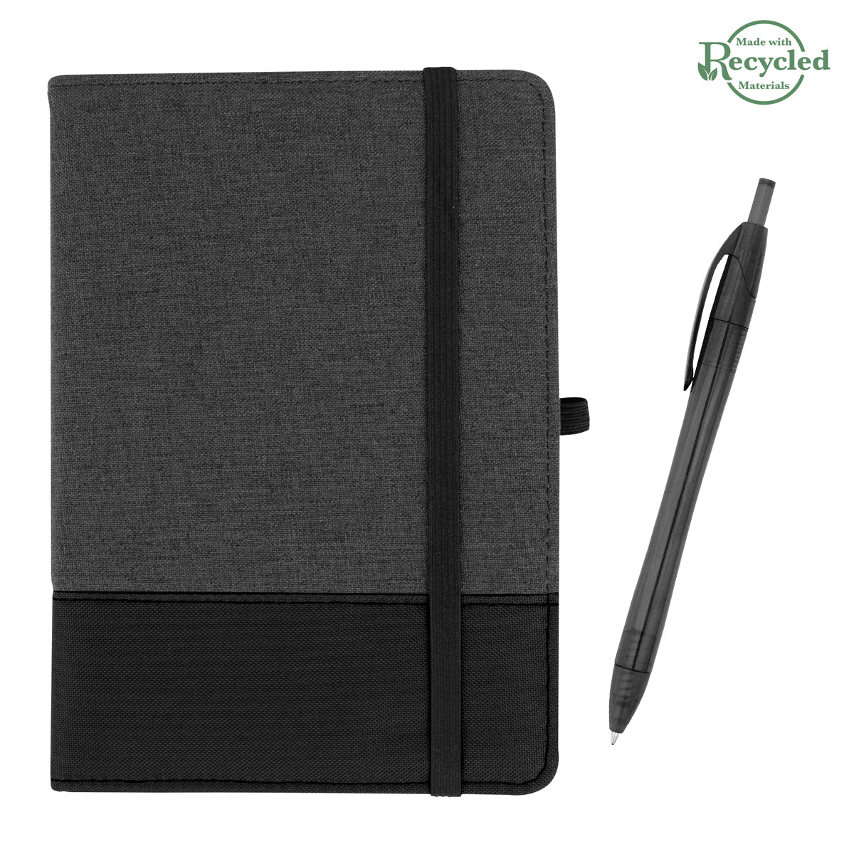 rPET Journal With Pen - Charcoal With Black/Translucent Black
