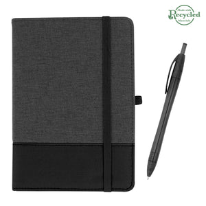 rPET Journal With Pen - Charcoal With Black/Translucent Black