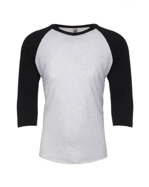 Unisex Triblend Three-Quarter Sleeve Raglan - Vin Bk/hthr Wht