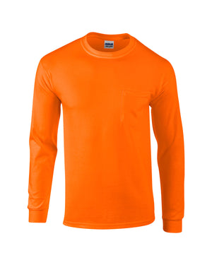 Adult Ultra Cotton® Long-Sleeve Pocket T-Shirt - S Orange