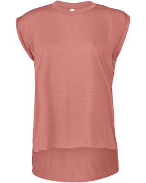 Ladies' Flowy Muscle T-Shirt with Rolled Cuff - Mauve