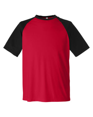 Unisex Zone Colorblock Raglan T-Shirt - Sp Red/Blk Hthr