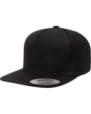 Adult Structured Flat Visor Classic Snapback Cap - Black