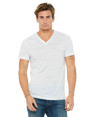 Unisex Textured Jersey V-Neck T-Shirt - White Marble