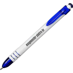 Ajax Plastic Plunger Action Ball Point Pen - White With Blue