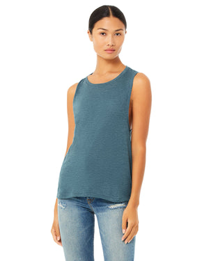 Bella + Canvas Ladies' Flowy Scoop Muscle Tank - Hthr Deep Teal