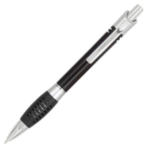 Breeze Plastic Plunger Action Pen with Metal Clip - Black
