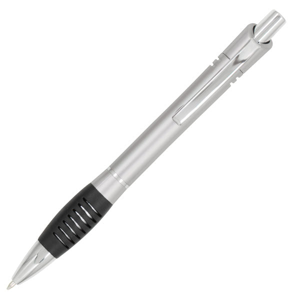 Breeze Plastic Plunger Action Pen with Metal Clip - Silver