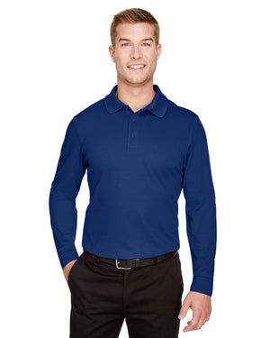 CrownLux Performance® Men's Plaited Long Sleeve Polo - True Royal