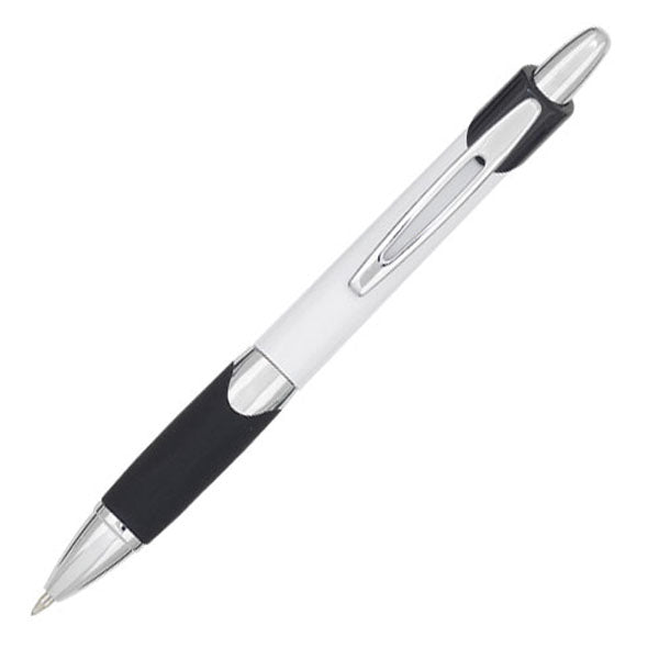 Blazer Plastic Click-Action Promotional Pen - White With Black