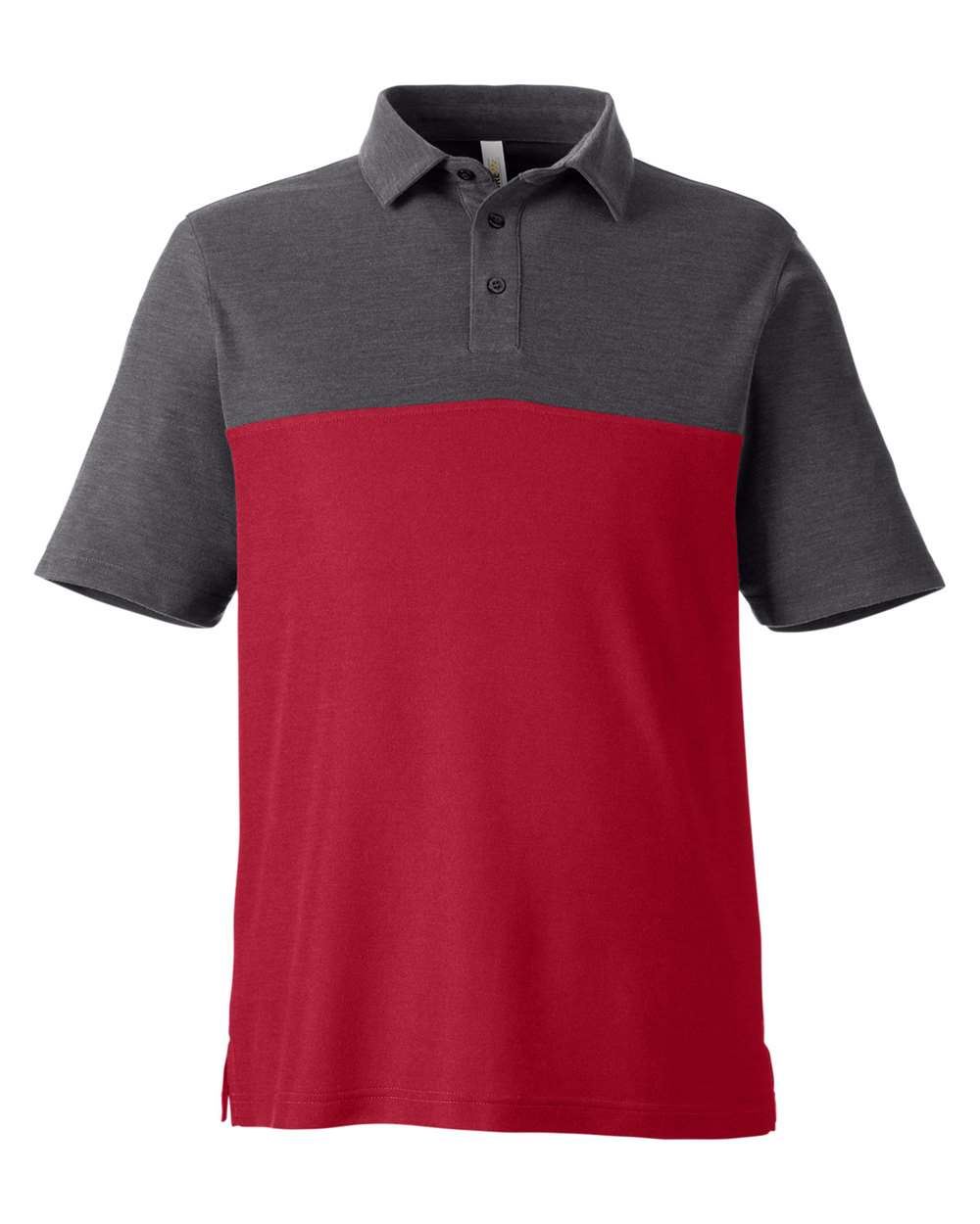 CORE365 Men's Fusion ChromaSoft Colorblock Polo - Classic Red/ Carbon Heather