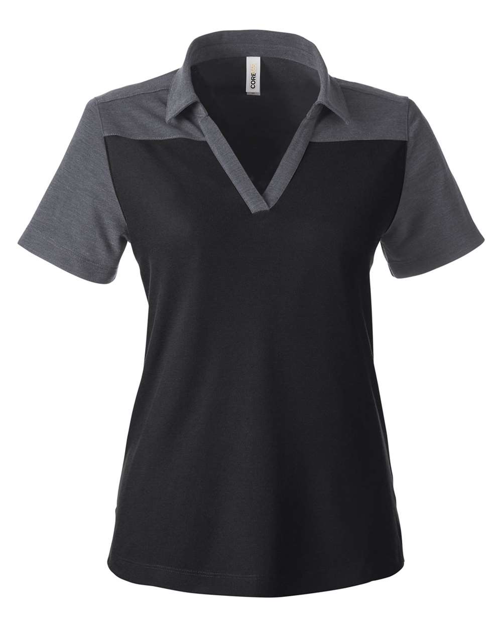 CORE365 Ladies' Fusion ChromaSoft Colorblock Polo - Black/ Carbon Heather