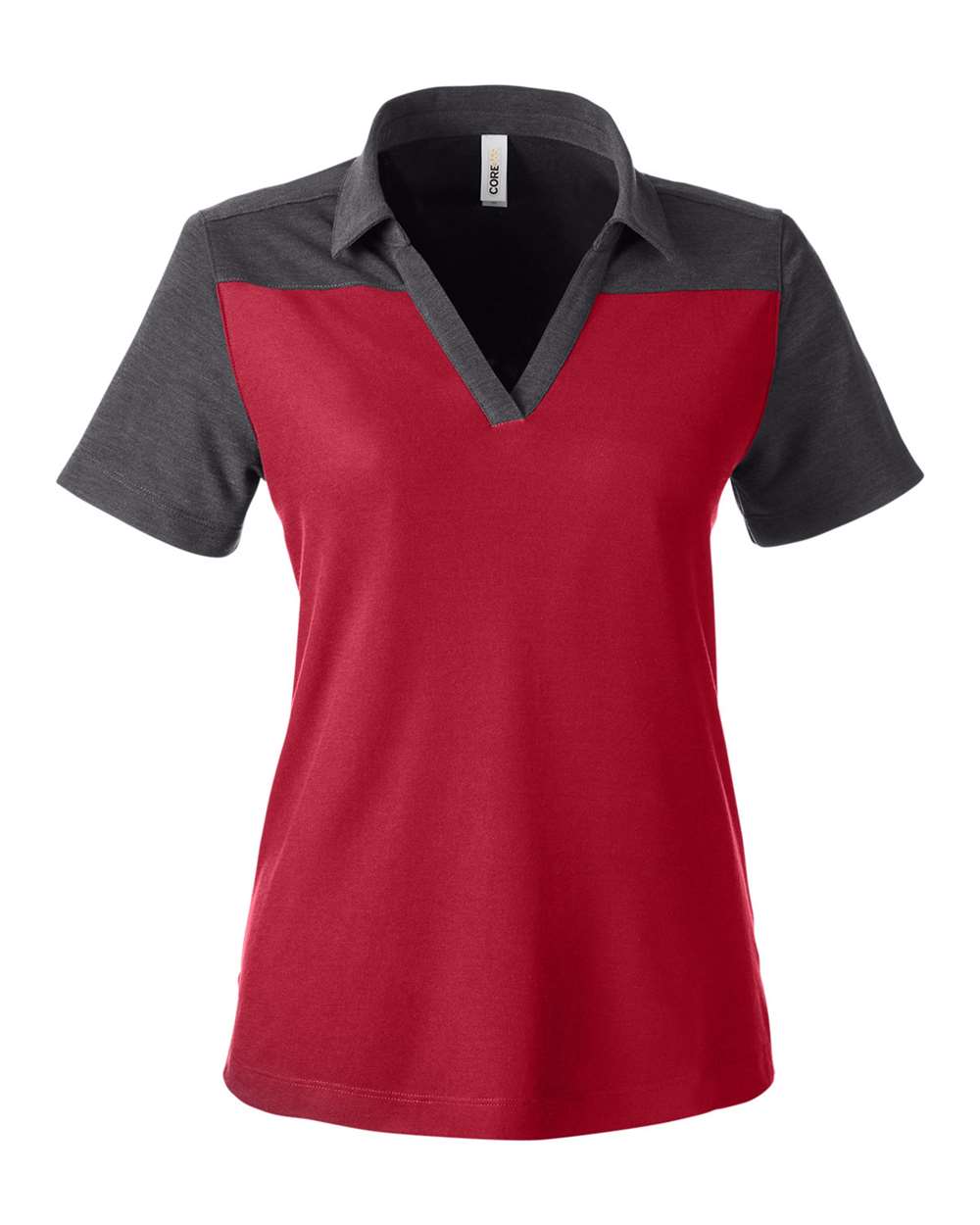 CORE365 Ladies' Fusion ChromaSoft Colorblock Polo - Classic Red/ Carbon Heather