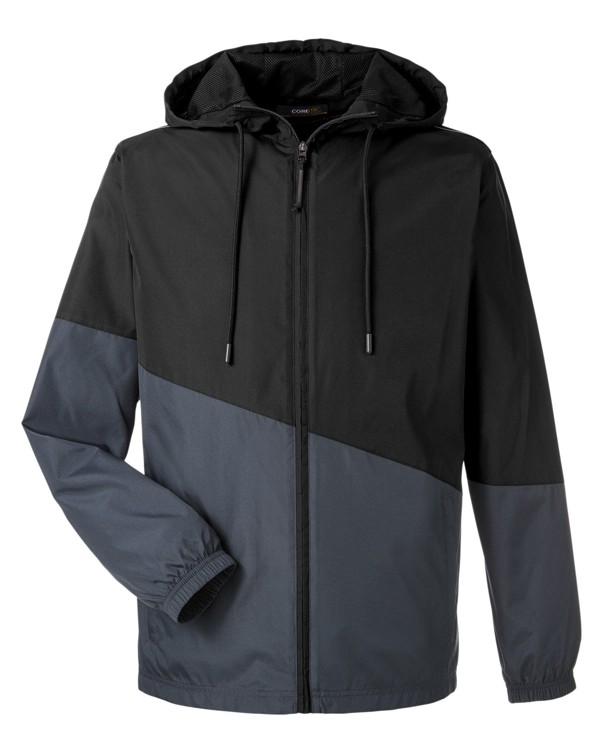 Core365 Unisex Techno Lite Colorblock Windbreaker - Black