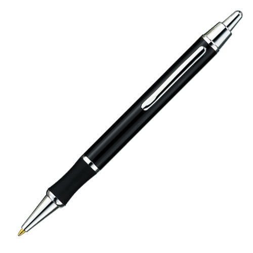 Galaxy Metal Click-Action Promotional Pen - Black With Silver