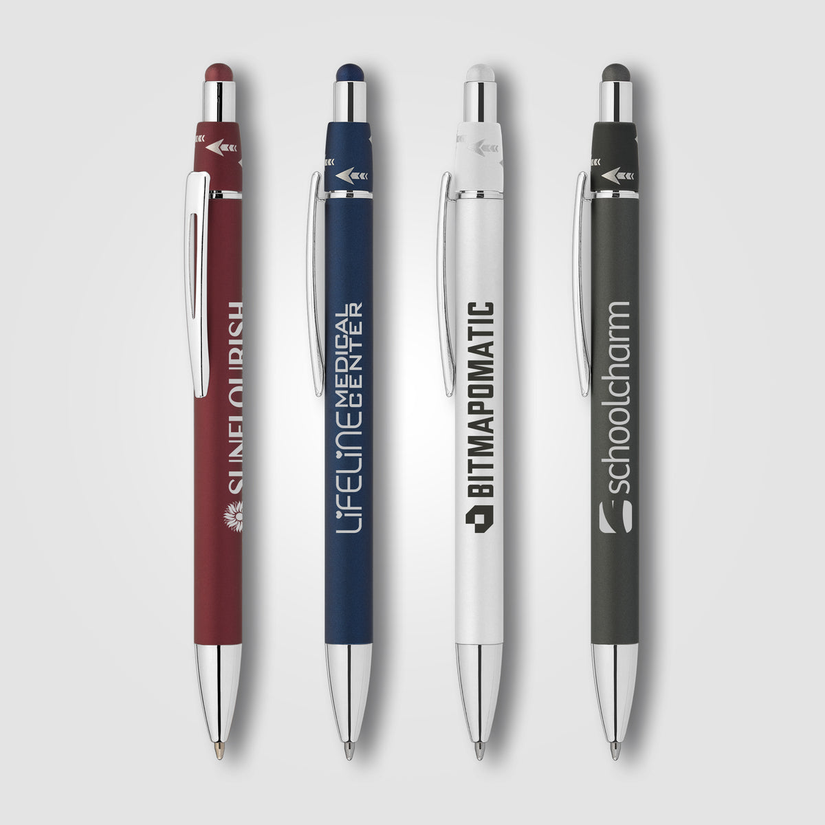 Orbit Spinner Chrome Metal Pen w/ Stylus