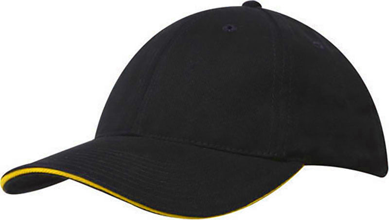 Mediumweight Sandwich Trim Cap - Black With Gold