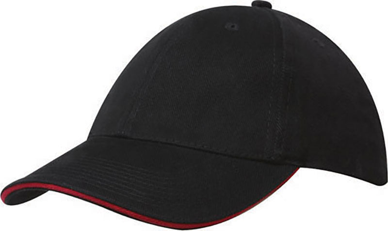 Mediumweight Sandwich Trim Cap - Black With Red