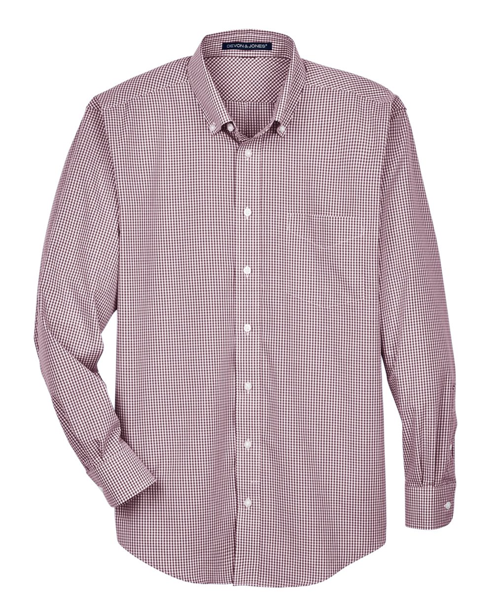 Devon & Jones Men's Crown Collection® Gingham Check Woven Dress Shirt - Burgundy