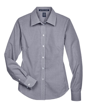 Devon & Jones Women's Crown Collection® Gingham Check Woven Dress Shirt - Navy