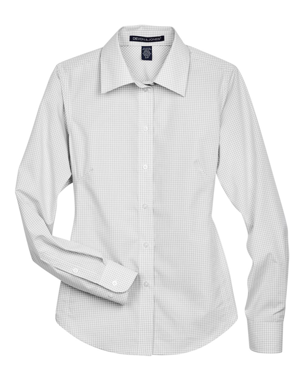 Devon & Jones Women's Crown Collection® Gingham Check Woven Dress Shirt - Silver