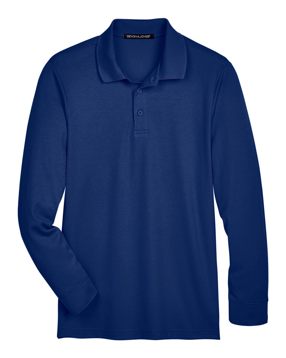 Devon & Jones CrownLux Performance® Men's Plaited Long Sleeve Polo - True Royal