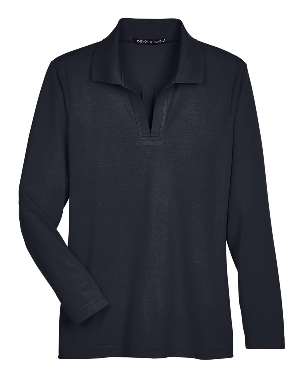 Devon & Jones CrownLux Performance® Ladies' Plaited Long Sleeve Polo - Black