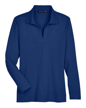 Devon & Jones CrownLux Performance® Ladies' Plaited Long Sleeve Polo - True Royal
