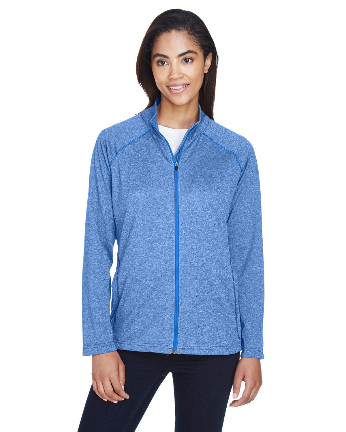 Devon & Jones Ladies' Stretch Tech-Shell® Compass Full-Zip - French Blue Hthr