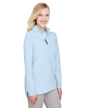 Devon & Jones CrownLux Performance® Ladies' Clubhouse Micro-Stripe Quarter-Zip