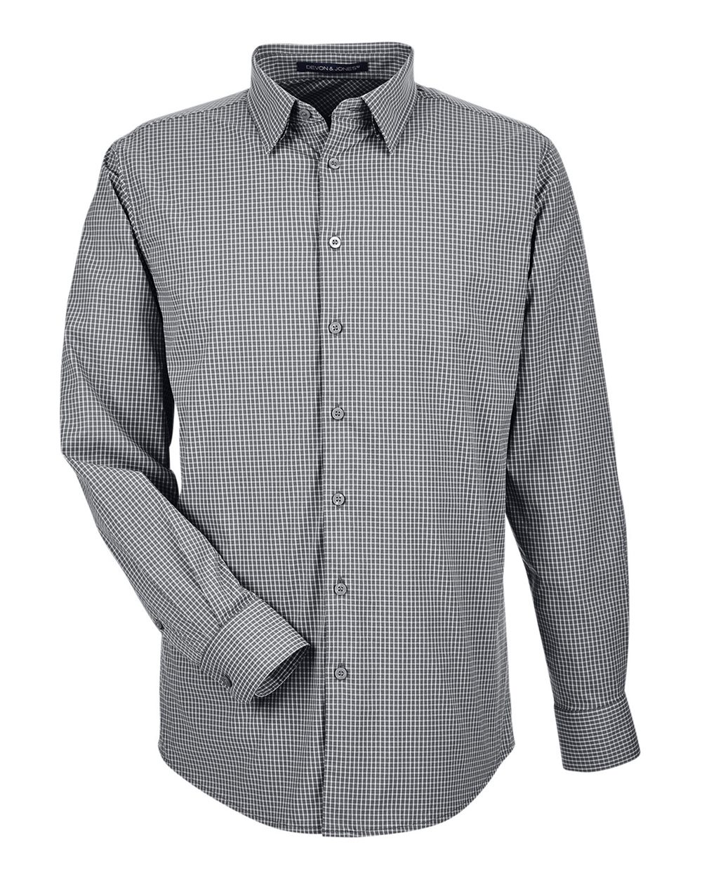 Devon & Jones CrownLux Performance® Men's Tonal Mini Check Woven Shirt - Graphite