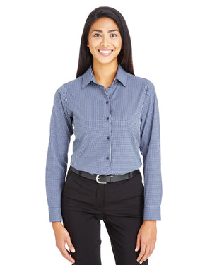 Devon & Jones CrownLux Performance® Ladies' Tonal Mini Check Woven Shirt - Front