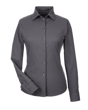 Devon & Jones CrownLux Performance® Ladies' Tonal Mini Check Woven Shirt - Carbon