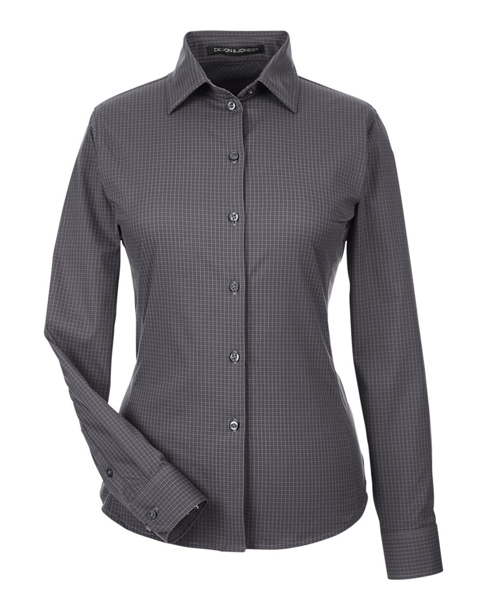 Devon & Jones CrownLux Performance® Ladies' Tonal Mini Check Woven Shirt