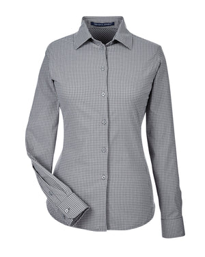 Devon & Jones CrownLux Performance® Ladies' Tonal Mini Check Woven Shirt - Graphite