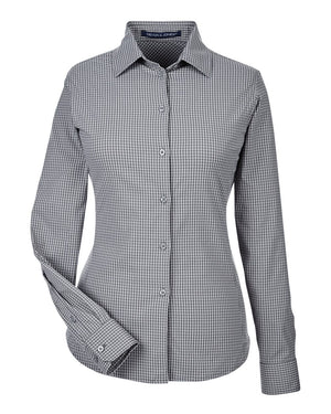 Devon & Jones CrownLux Performance® Ladies' Tonal Mini Check Woven Shirt - Graphite