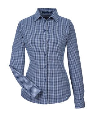 Devon & Jones CrownLux Performance® Ladies' Tonal Mini Check Woven Shirt - Navy