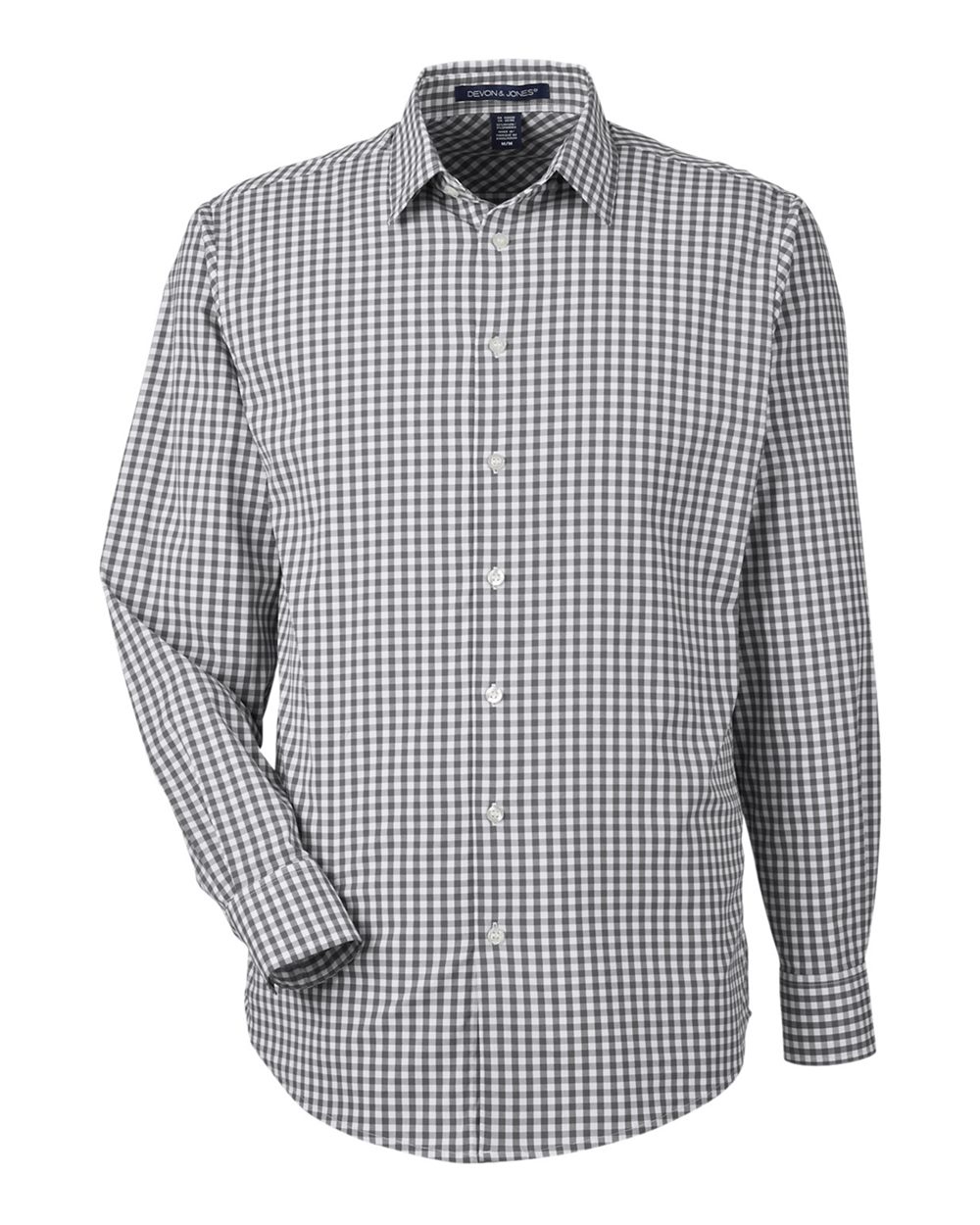 Devon & Jones CrownLux Performance® Men's Gingham Shirt - Graphite/ White