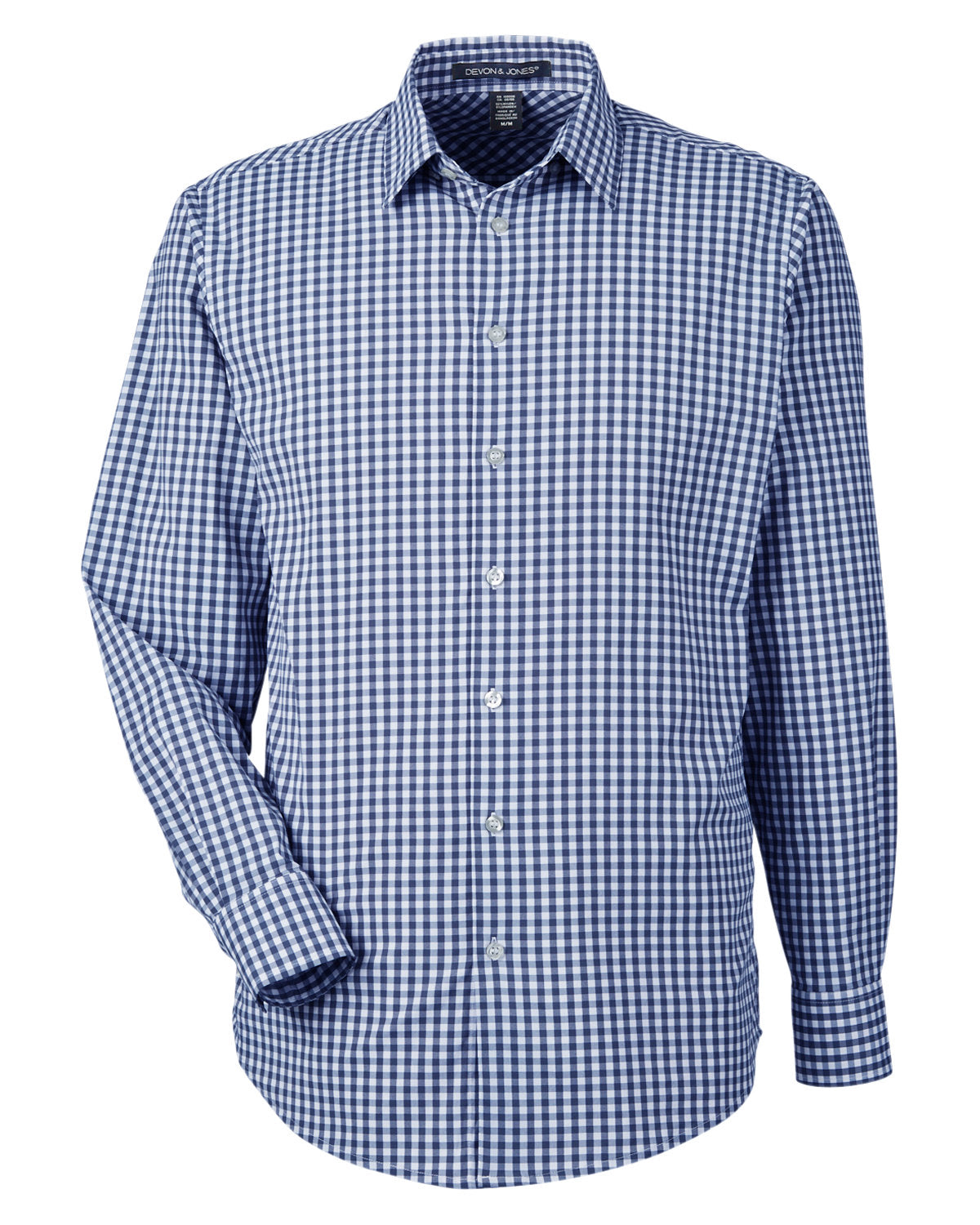 Devon & Jones CrownLux Performance® Men's Gingham Shirt - Navy/White