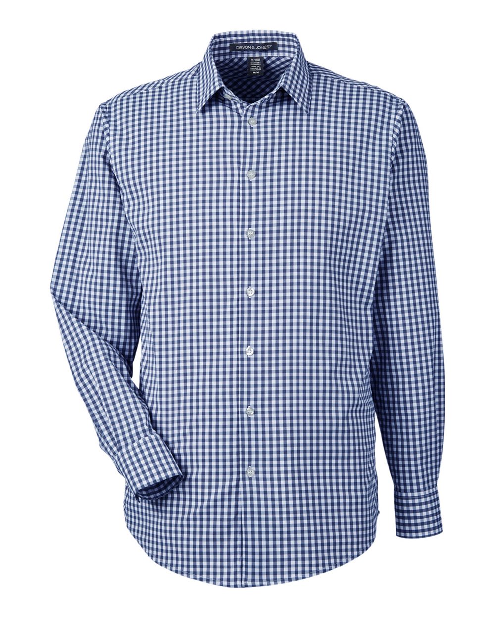 Devon & Jones CrownLux Performance® Men's Gingham Shirt - Navy/ White